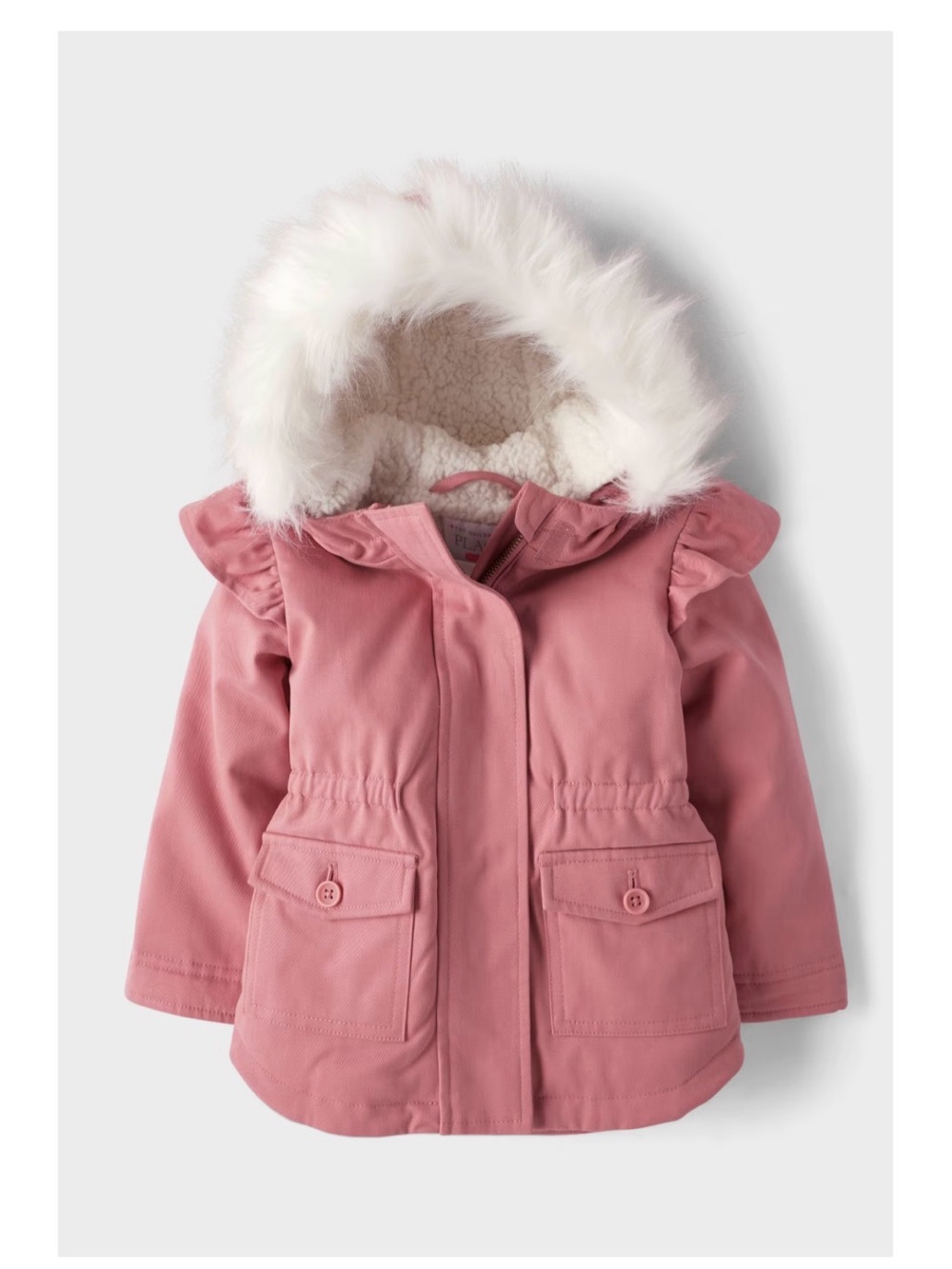 The Children's Place Pink Flutter Parka Hooded Faux-Fur Trim Jacket Girls 5T